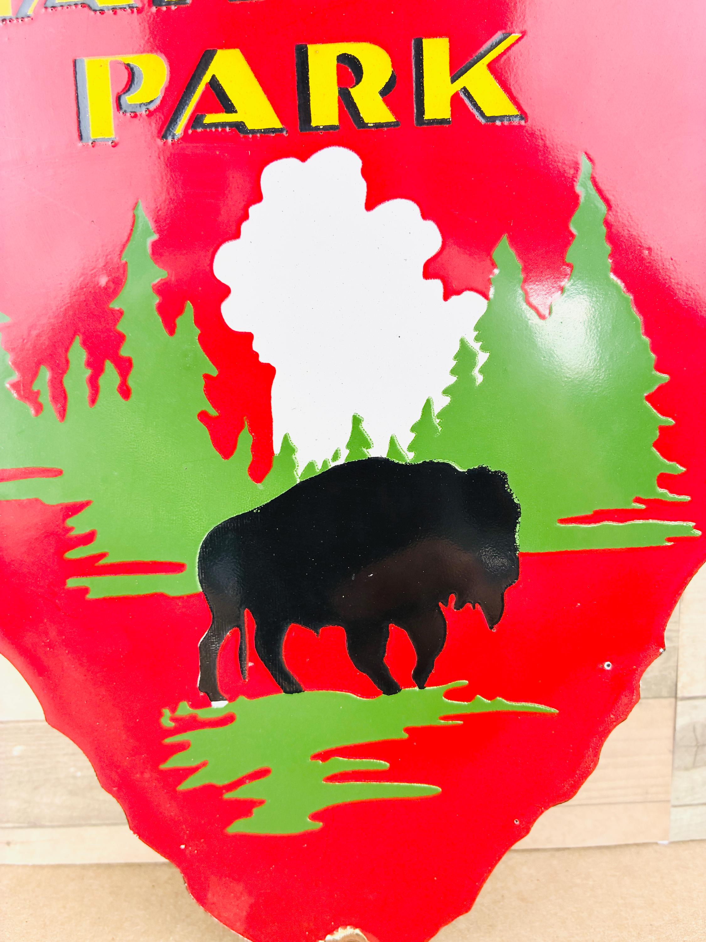 Vintage Yellowstone National Park Porcelain Sign – Est 1872