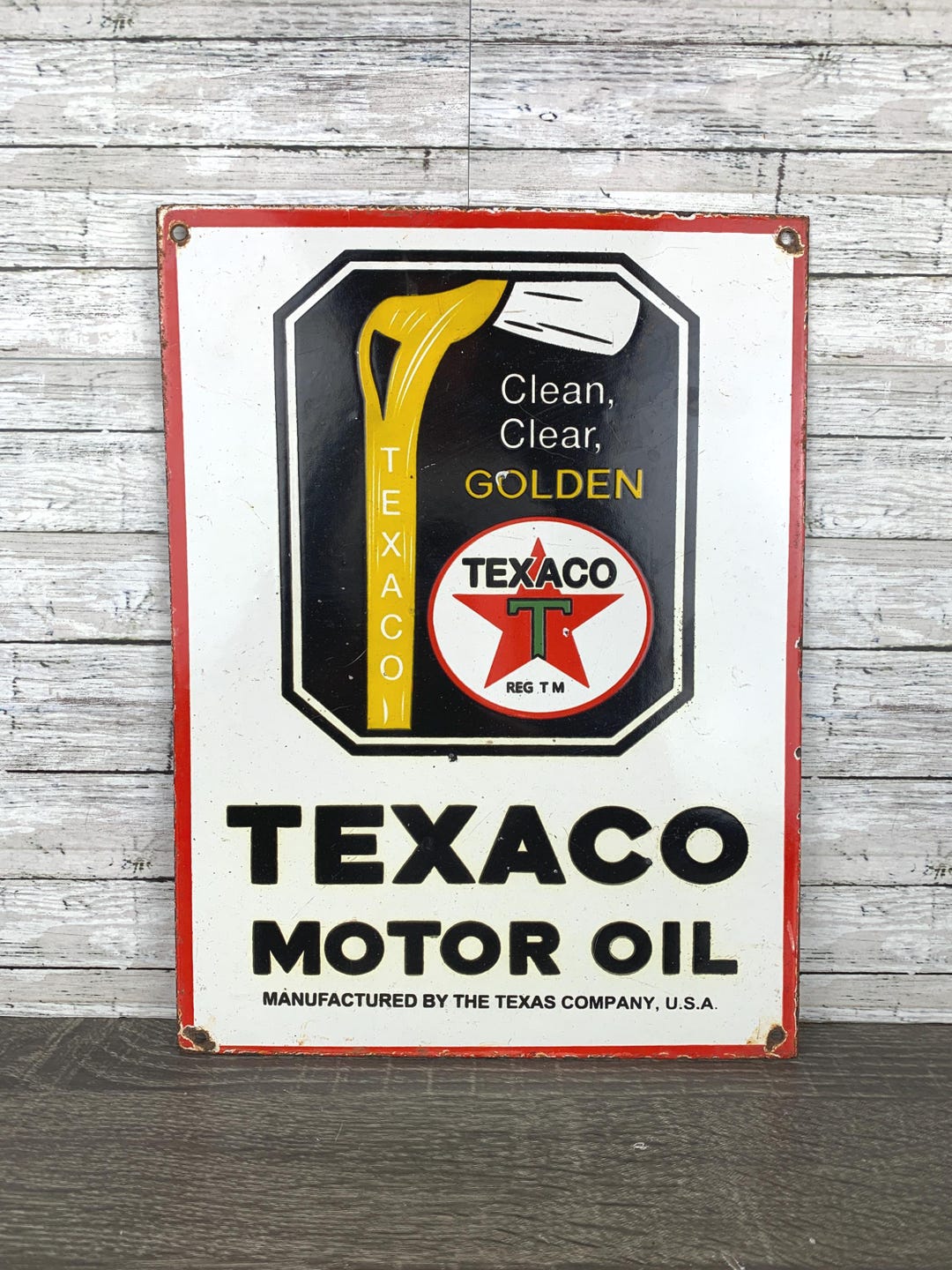 Vintage Texaco Porcelain Sign 12x9 | Texaco Motor Oil Advertising | Gas ...