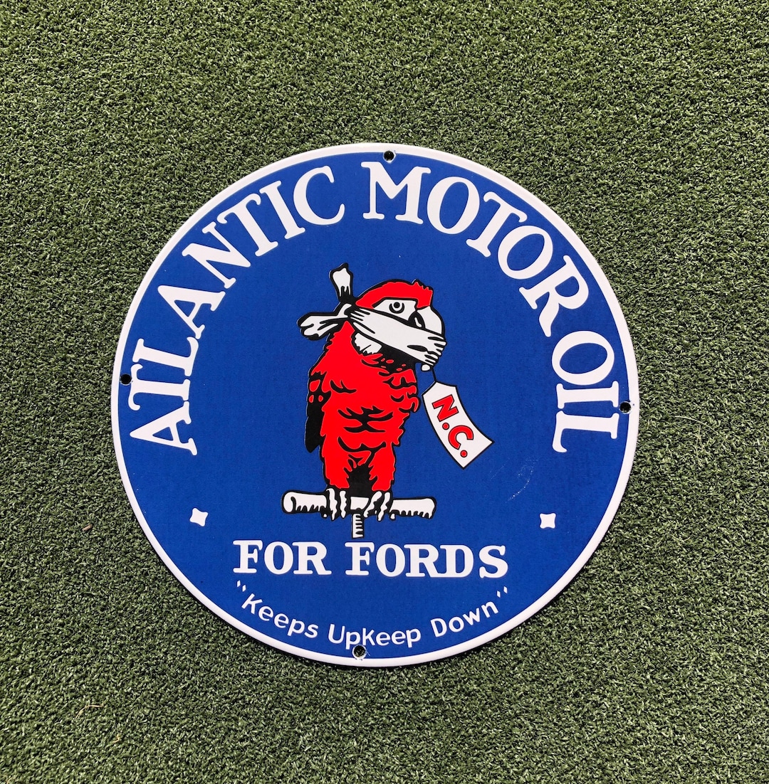 Atlantic Motor Oils Gasoline Porcelain Oil Vintage Style Sign Etsy