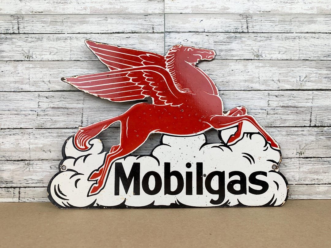 Vintage Mobilgas Pegasus Porcelain Sign 12x8 | Gas & Oil Petroliana ...