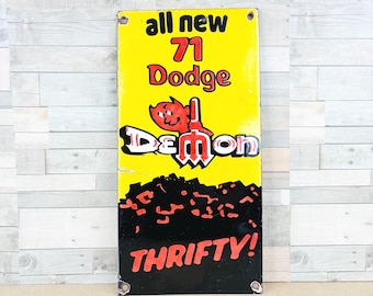 1971 Dodge Demon Porcelain Sign Vintage Mopar Muscle Car Garage Decor