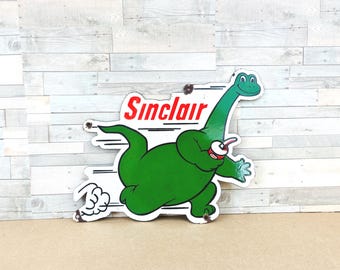Vintage Sinclair Dino Porcelain Sign Gas Oil Garage Wall Decor 12x10