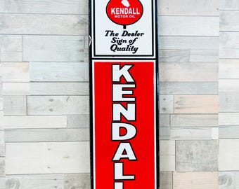 Vintage Kendall Motor Oil Porcelain Sign Gas Station Garage Man Cave Decor