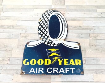 Znak z porcelany w stylu vintage Goodyear Aircraft, reklama opon lotniczych, dekoracja garażu
