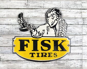 Sznurek do balonów z porcelany Vintage Fisk Tires | Dekoracja garażu stacji benzynowej | Darmowa przesyłka priorytetowa USPS