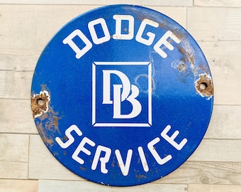 Vintage Dodge Service Porcelain Sign DB Logo Gas Oil Garage Decor 6”