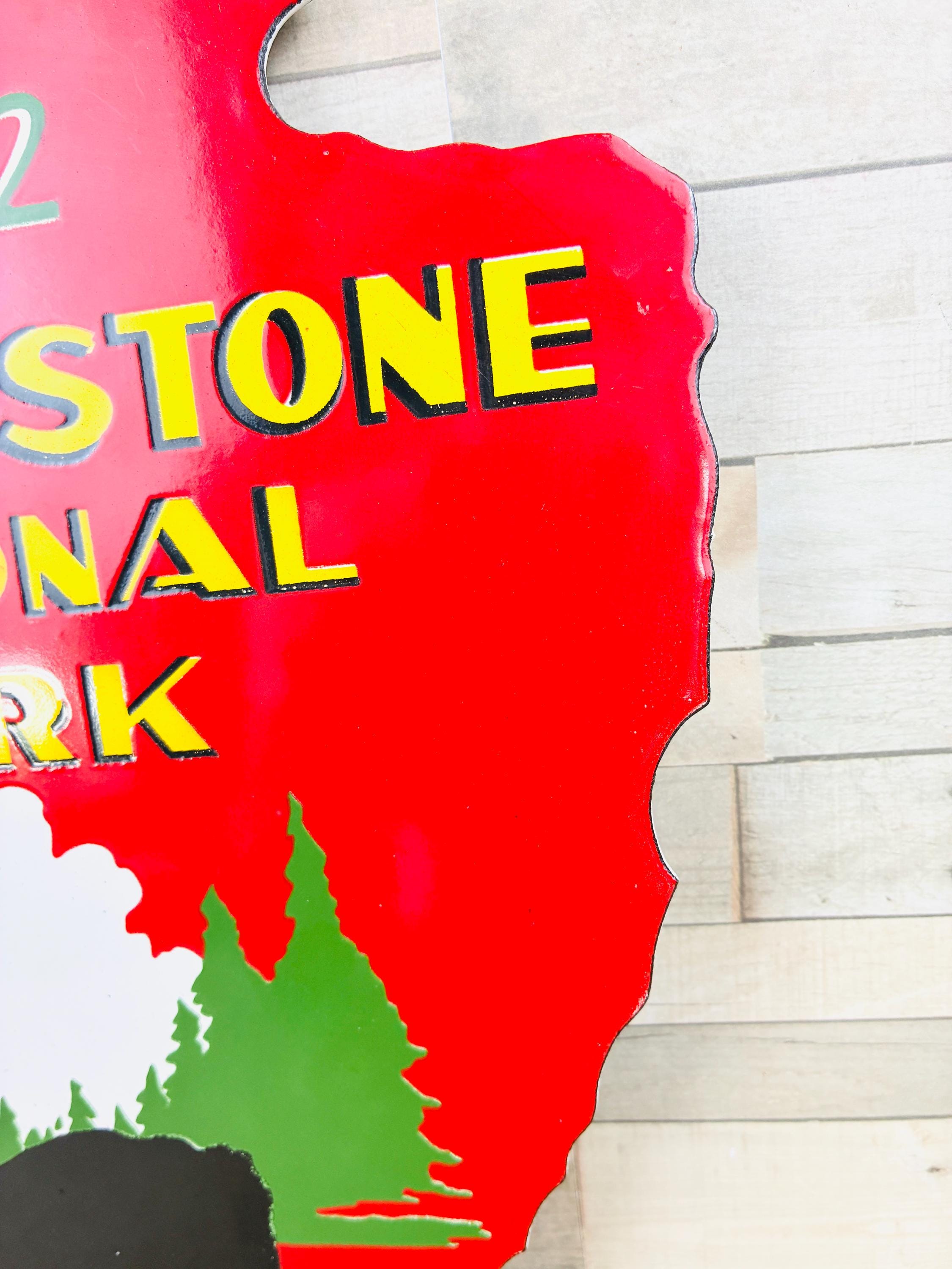 Vintage Yellowstone National Park Porcelain Sign – Est 1872