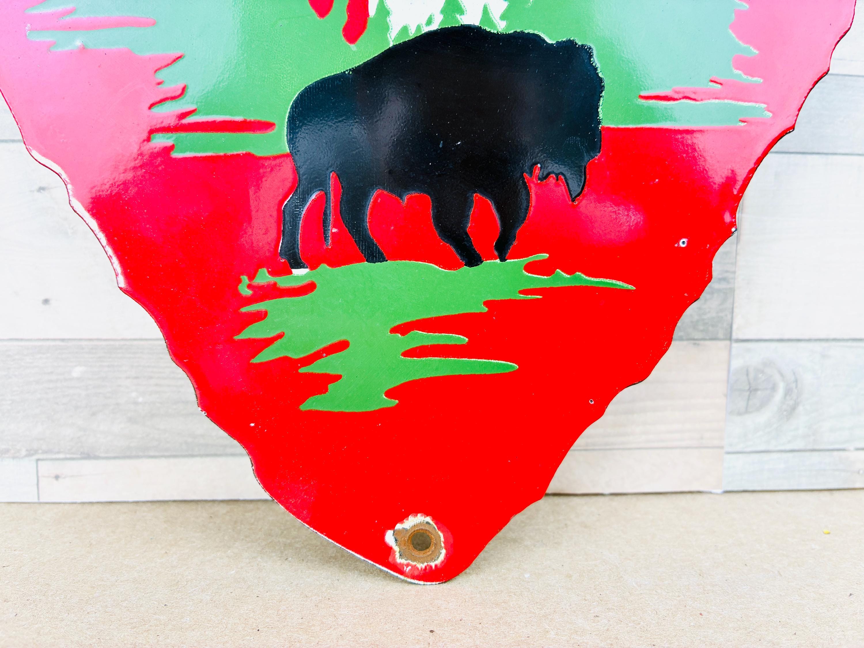 Vintage Yellowstone National Park Porcelain Sign – Est 1872