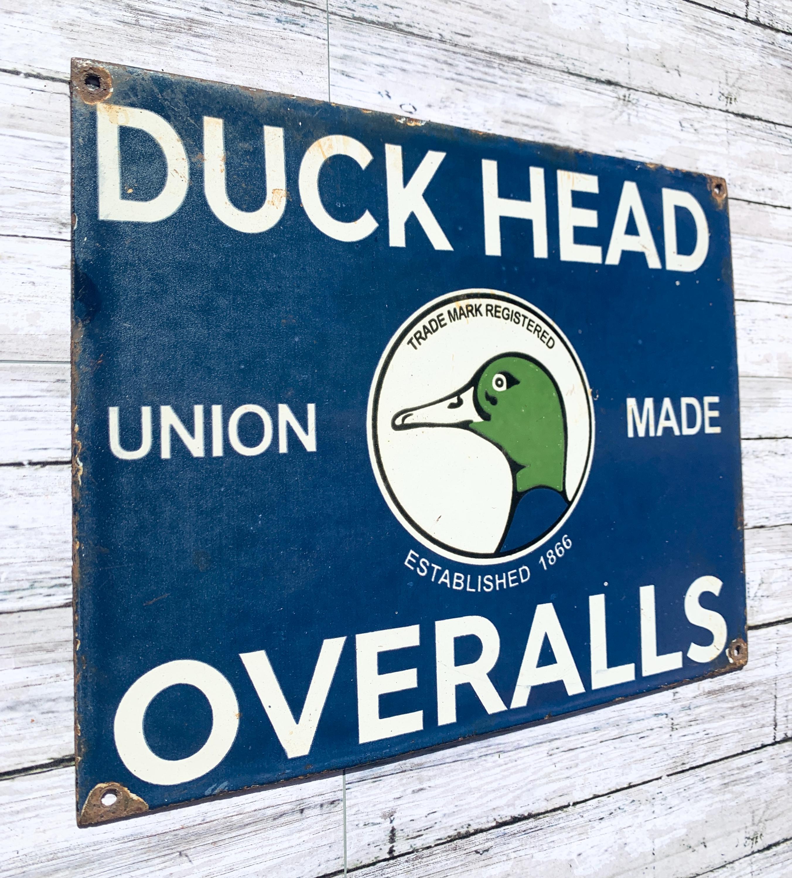 Vintage Duck Head Overalls Porcelain Sign – Union Made Workwear