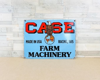Vintage Case Farm Machinery Porcelain Sign | Eagle Tractor Garage Decor