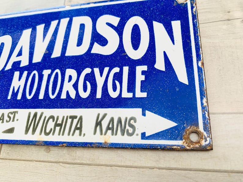 Kans Sign Vintage Harley Davidson Porcelain Sign Ride Motorcycle Dealer ...