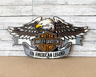 Vintage Harley-Davidson Porcelain Sign Eagle | An American Legend Biker Garage Decor
