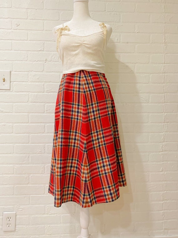 Red Plaid Skirt - Small