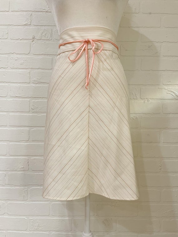 Striped white and peach skirt-M