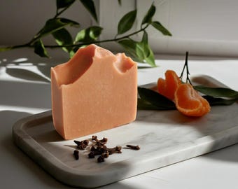 Saponetta artigianale all'arancia naturale / Infuso di calendula e burro di karité / Sapone vegano e biologico