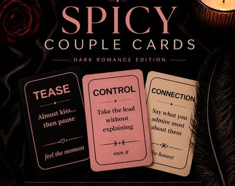 Spicy Couple Cards, Dark Romance Edition, 24 Intimacy Prompts (Printable PDF)