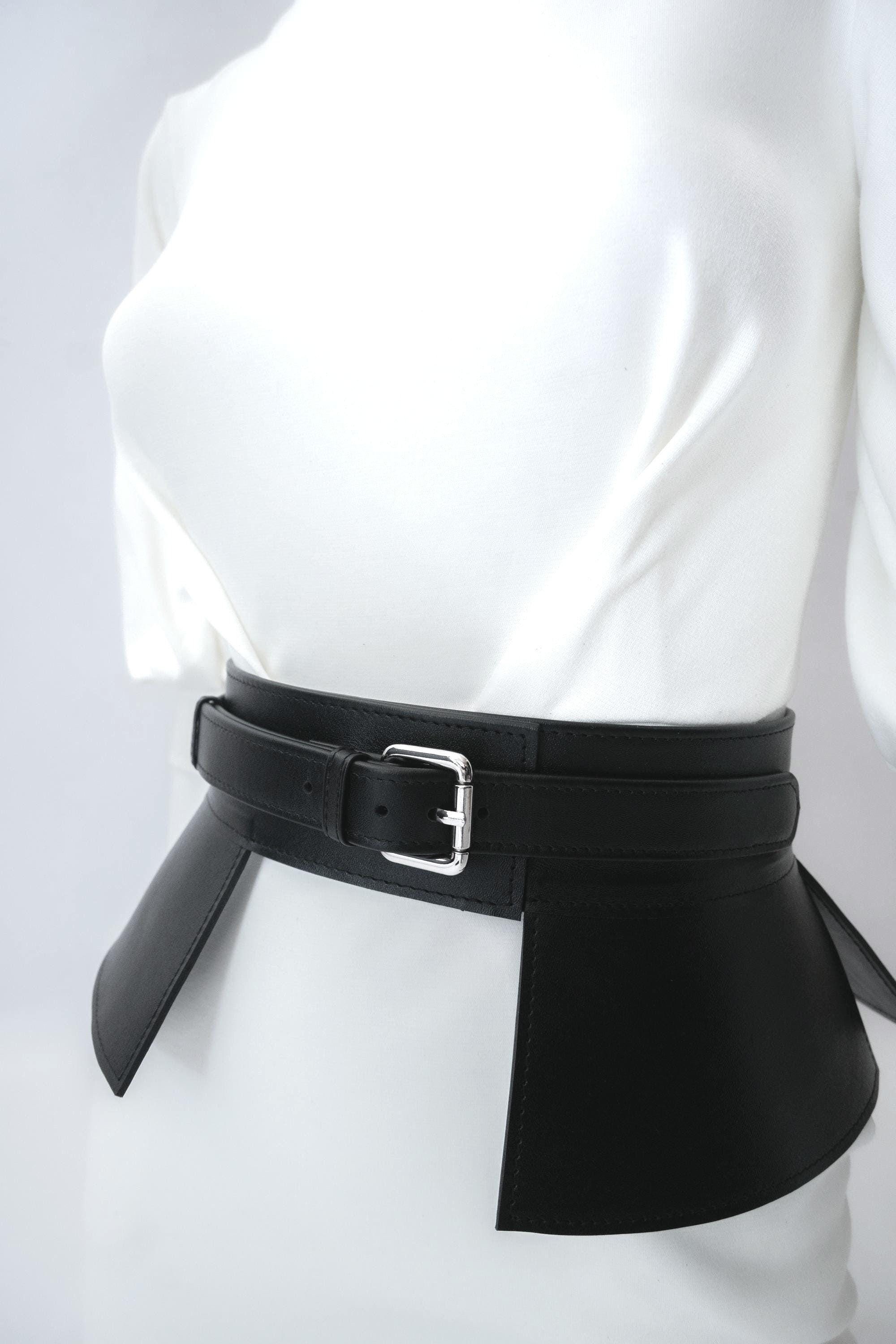 【I AM MARI】Jeans Peplum H-Line One Piece (Belt set) shengweiao Women's Denim Peplum Waist Cinch Belt Wide Corset