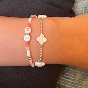 Gold filled clover bracelet - Gold clover beaded bracelet - Silver clover beaded bracelet  - Gifts for a friend- gold filled beaded bracelet