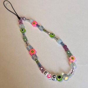 Personalized Beaded Phone Charm Bracelet – Multi-Color Crystal Strap