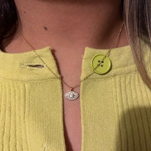 Eye Gold Dainty Pendant -  Evil eye necklace - Gold evil eye necklace - 925 sterling silver evil eye necklace - Diamond eye necklace