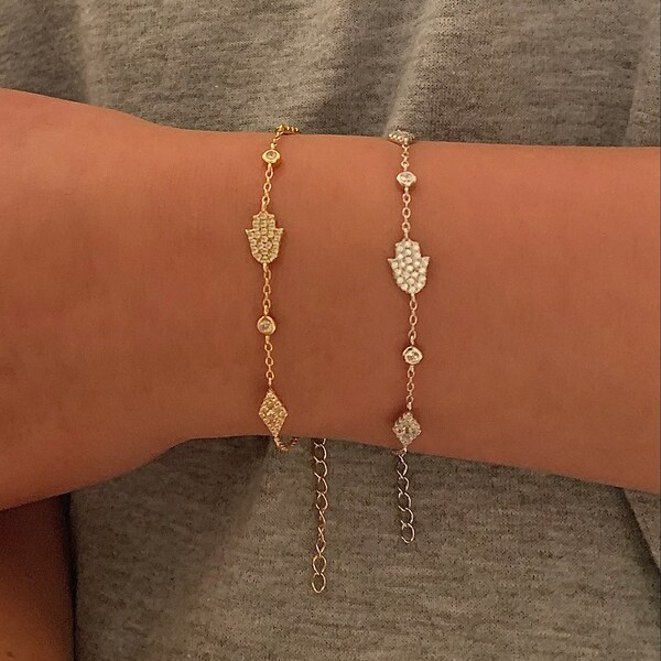 Evil eye bracelet, hamsa hand bracelet, dainty hamsa bracelet, gold evil eye bracelet, silver evil eye bracelet, gold hamsa hand bracelet