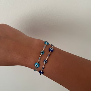Evil eye beaded bracelet - Gold filled evil eye bracelet - Hand made evil eye bracelet- gold filled beaded bracelets