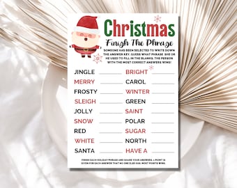 Christmas Finish The Phrase Game, Christmas Printable Game, Christmas Party Game Printable, Christmas Printable, Christmas Phrase