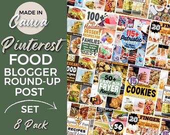 8 Food Template, Food Blogger, Pinterest Pins, Pinterest Template, Pinterest Pin, Food Pins, Recipe Template, Pinterest, Blogger Template