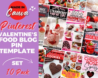 10 Pinterest Templates, Valentine's Day Pinterest Templates, Pinterest Pin Templates, Pinterest Pins, Pinterest Canva Templates, Pinterest