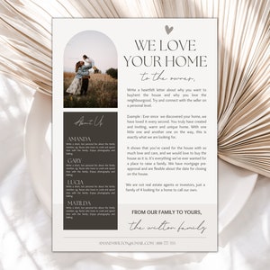 Carta al vendedor, Plantilla de carta de amor a casa, Plantilla de carta de comprador de vivienda, We Lover Your Home Letter, Carta de oferta de compradores para el vendedor