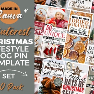 10 Pinterest Templates, Pinterest Pin Templates, Christmas Pinterest Templates, Pinterest  Templates for Canva, Pinterest Pin Templates