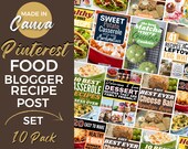 Food Blogger Pinterest Pin Templates: Canva Recipe Graphics (10 Pack)