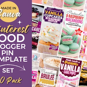 10 Pinterest Templates, Pinterest Pin Templates, Pinterest Templates Canva, Food Blogger Pinterest Templates, Pinterest Pins, Food Templates
