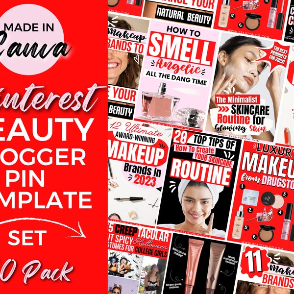 Pinterest Templates, Pinterest Pin, Beauty Blogger Templates, Skincare Blogger Templates, Pinterest Pins Templates, Pinterest Canva Pins