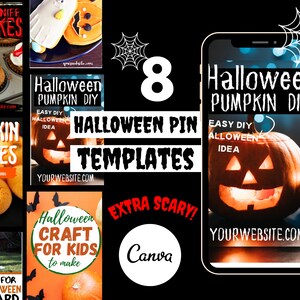 Halloween Pinterest Pin Templates: Spooky Blog Graphics (Canva)