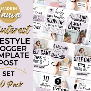 Blogger Editable Pinterest Templates, Wellness Canva Template, Pinterest Pins, Pinterest Templates Canva, Blogger Pinterest Templates image 1