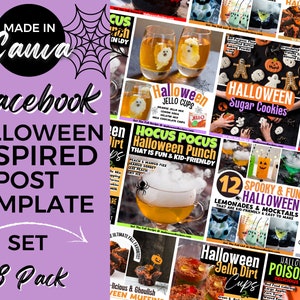 8 Facebook Templates, Halloween Templates, Facebook Post, Facebook Group, Facebook Template, Engagement Post, Canva Templates, FB Post