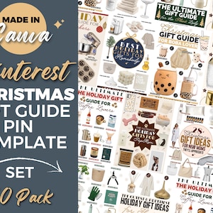 Christmas Pinterest Templates, Gift Guide Template, Pinterest Pins, Pinterest Templates, Pinterest Pins Canva, Christmas Templates