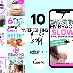 10 BRIGHT, BOLD Blogger Editable Pinterest Template, Canva Template, Pinterest Pins, Blogger Canva Templates, Pinterest Canva Template
