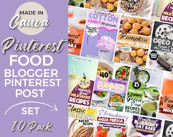 10 plantillas de Pinterest, Pines de Pinterest, Plantilla Canva, Plantilla de Pinterest en negrita, Plantilla de pin de Canva, Pin de Pinterest, Plantilla de comida, Canva