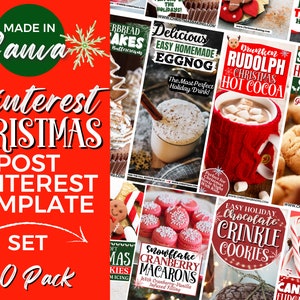 10 Pinterest Templates, Christmas Templates, Christmas Templates Canva, Pinterest Pins, Pinterest Templates for Canva, Food Templates