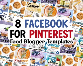 Plantillas para blogs de comida en Facebook y Pinterest: Recetas (Canva)