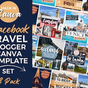 Facebook Templates, Travel Templates, Travel Canva Template, Facebook Post, Facebook Template, Travel Blog Template, Canva Template