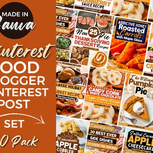 10 Pinterest Templates, Food Blogger Pinterest Pin Templates, Pinterest Templates Canva, Pinterest Pins, Blogger Templates, Social Media