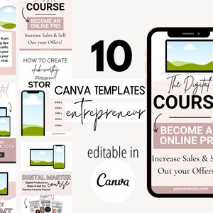 Entrepreneur Canva Templates, 10 Custom Pinterest Pins, Instagram Canva Templates, Marketing Templates, Template for Content Creators