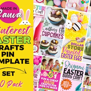 10 Pinterest Easter Templates, Pinterest Pin Templates, Pinterest Pins, Easter Crafts Pinterest Templates, Pinterest Canva Templates