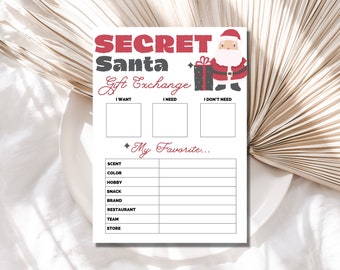 Christmas Gift Exchange Printable, Secret Santa Christmas Gift List, Gift Exchange, Gift List, Christmas Planner Printable, Gift Tracker