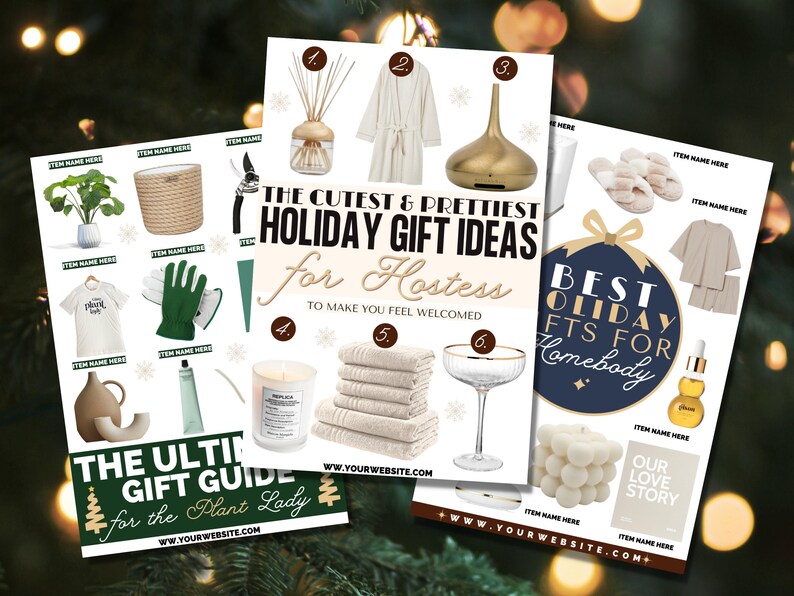 Christmas Pinterest Templates, Gift Guide Template, Pinterest Pins