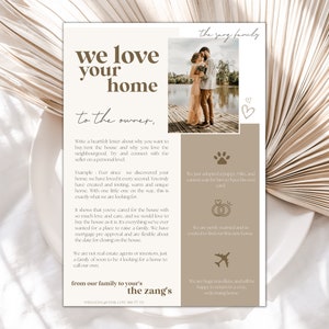 Modelo de carta para comprador de casa, nós amamos sua casa, carta ao vendedor, modelo de carta, carta de amor para casa, download digital, carta digital