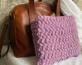 Lilac Crocheted Sparkly Planner Pouch Pocket Size